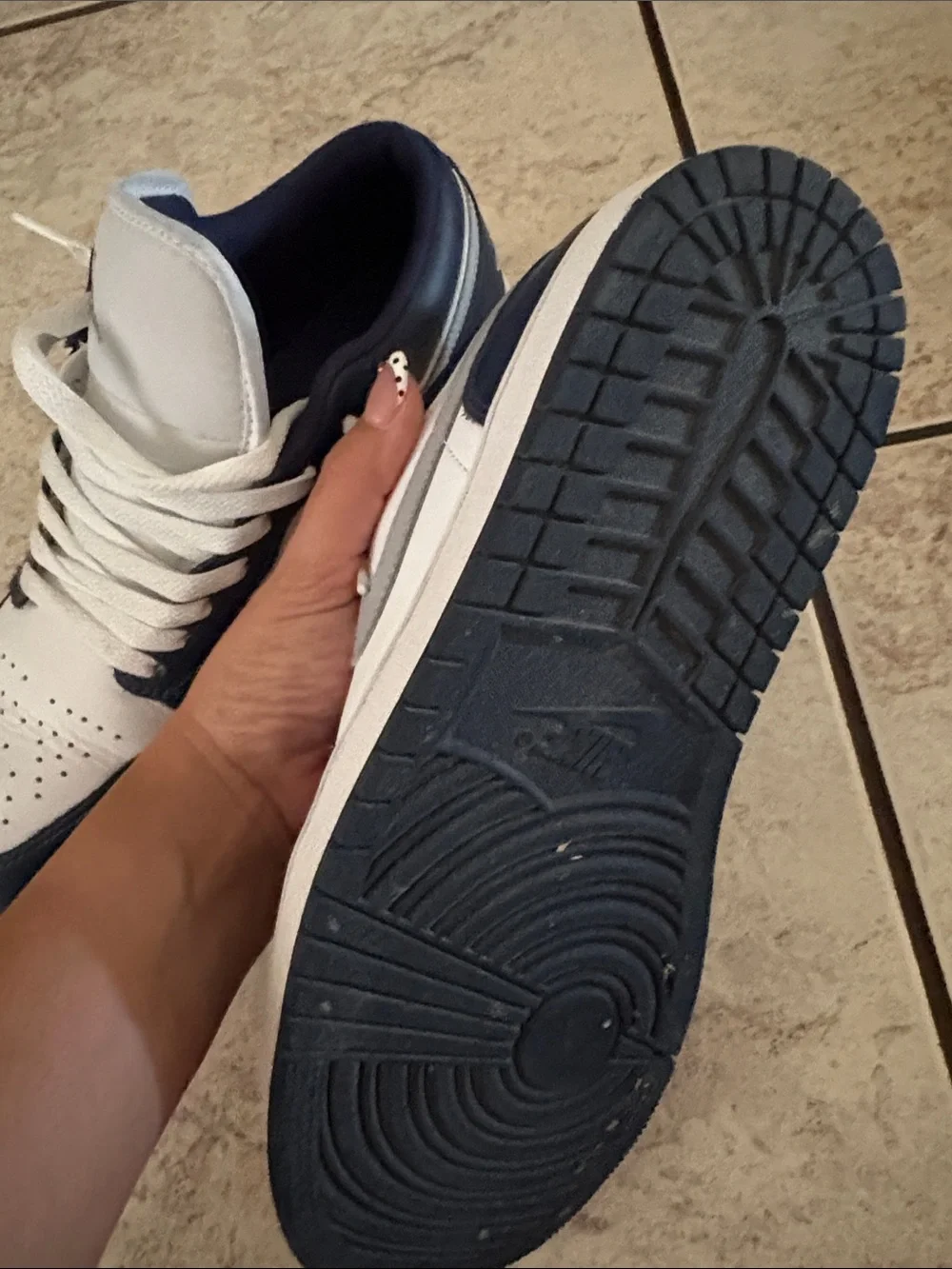 Jordan Low Top Sneakers in White and Navy